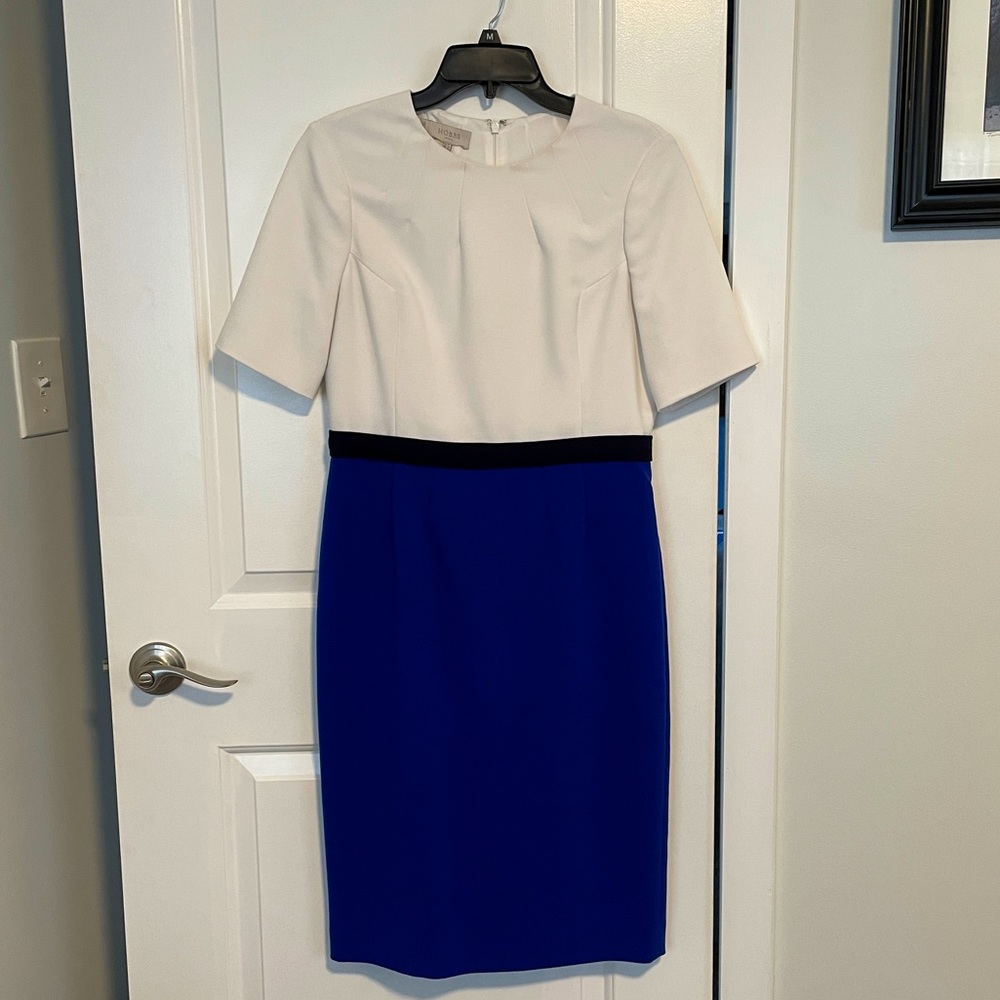 Hobbs twofer dress in blue/white